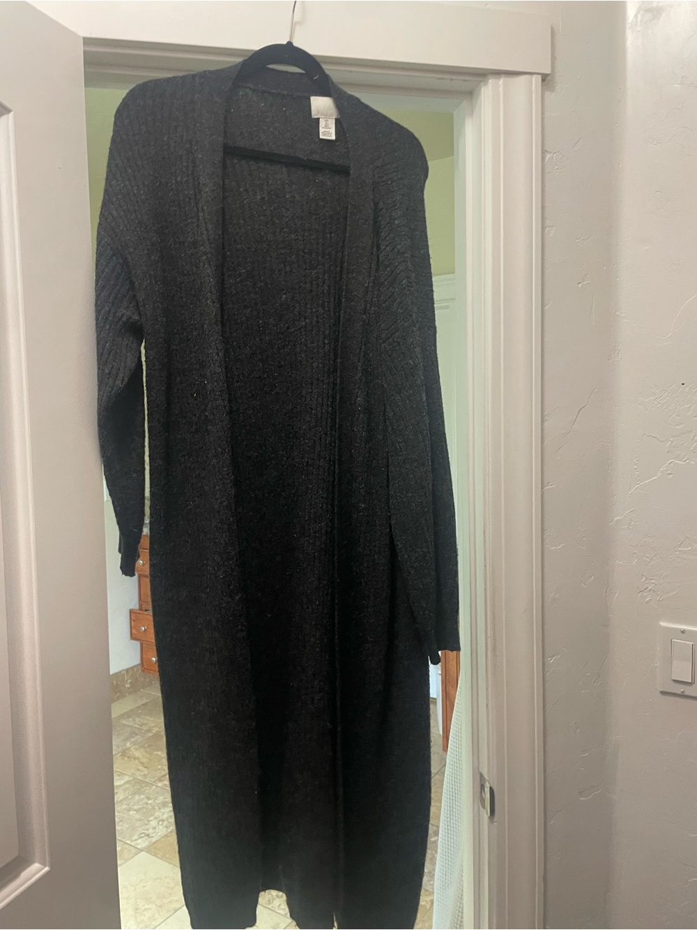 H&M Long Open-Front Black Cardigan